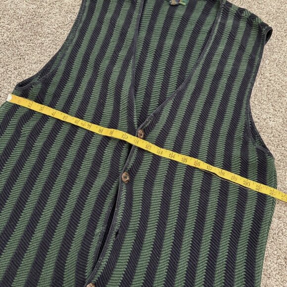 Vintage Colours By Alexander Julian Knit Cotton Sweater Vest Green Stripe Large - Picture 4 of 9
